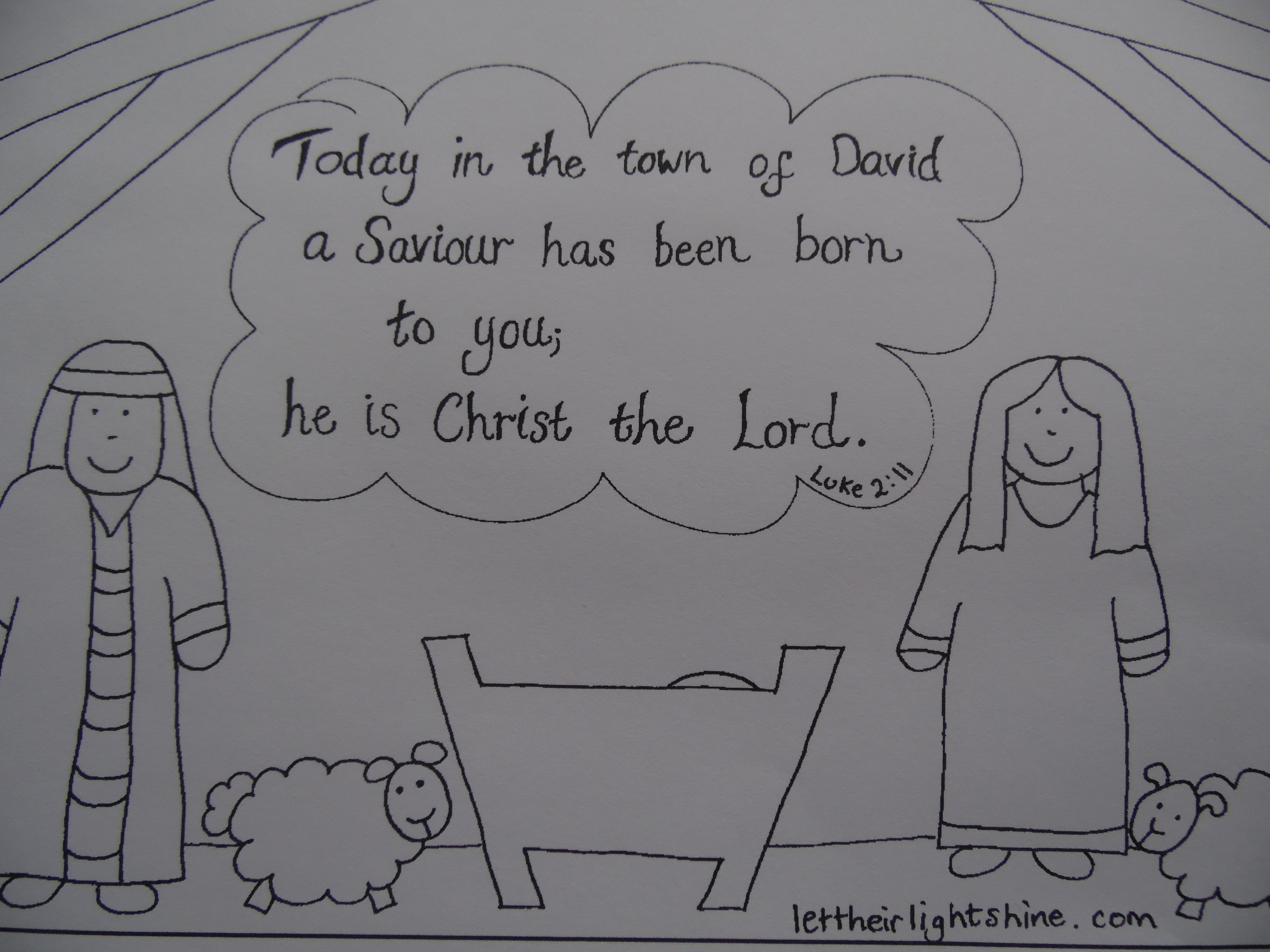 Luke 2:11 colouring – with a PDF that works!