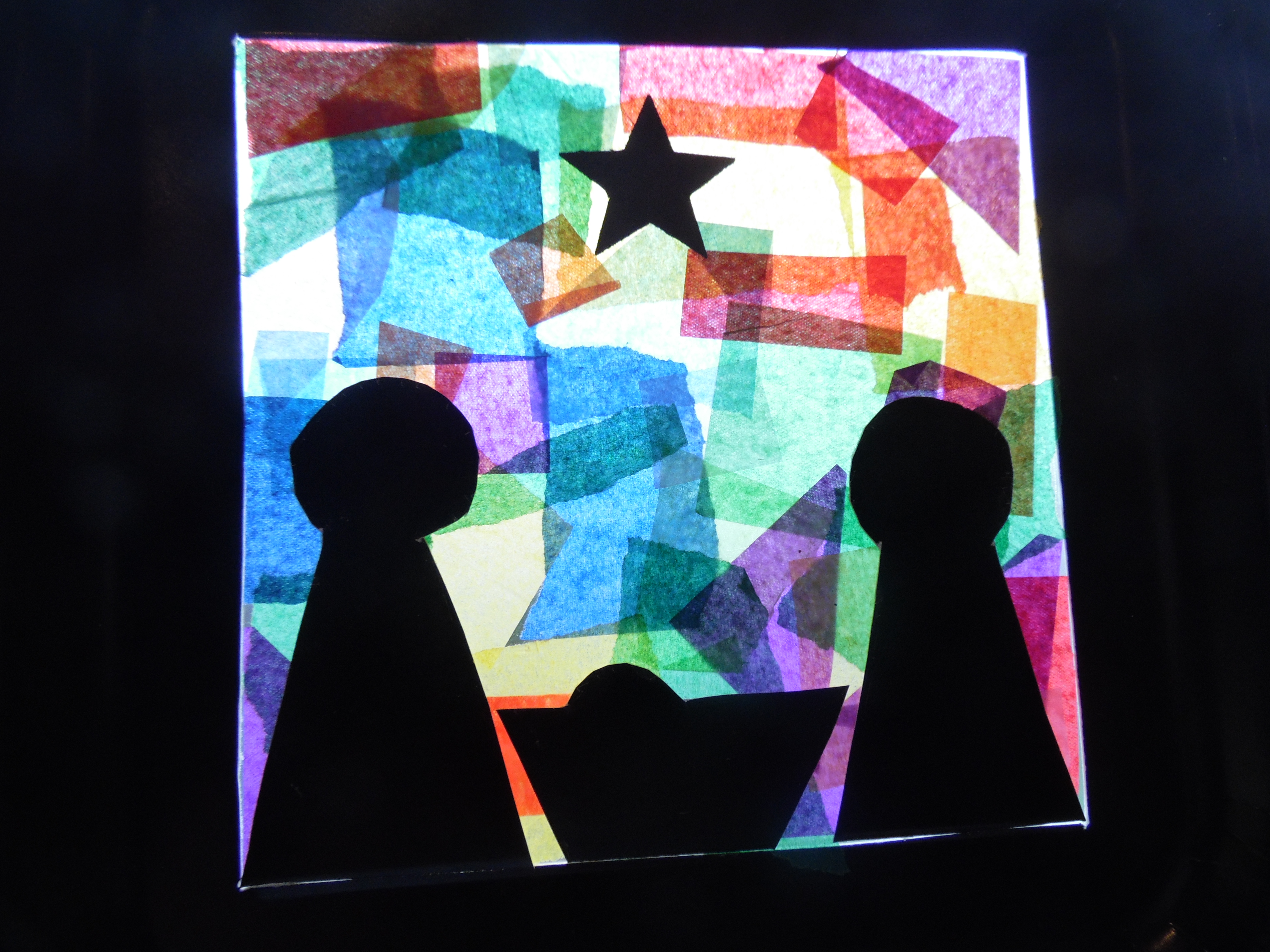 Christmas – paper plate stained glass nativity